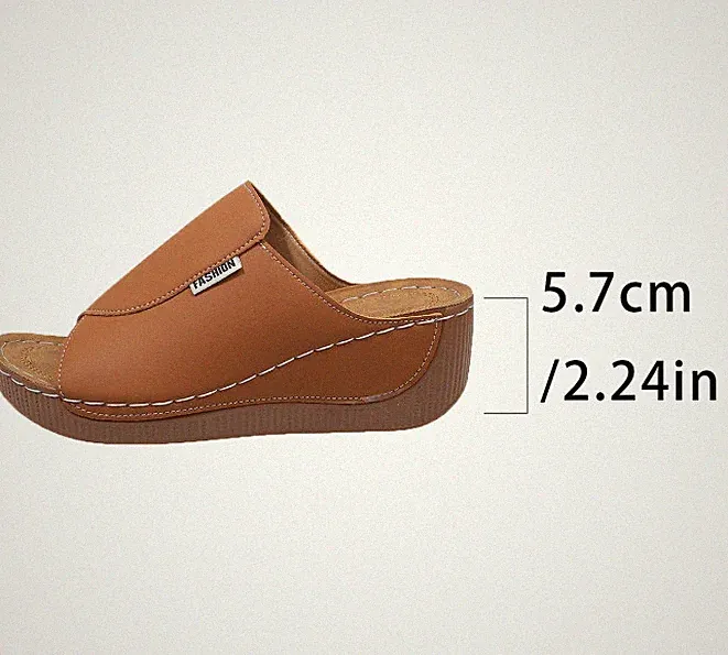 Damen Sommer Keilabsatz Plattform Pantoffeln Modisch OffeneSpitze Minimalistisch