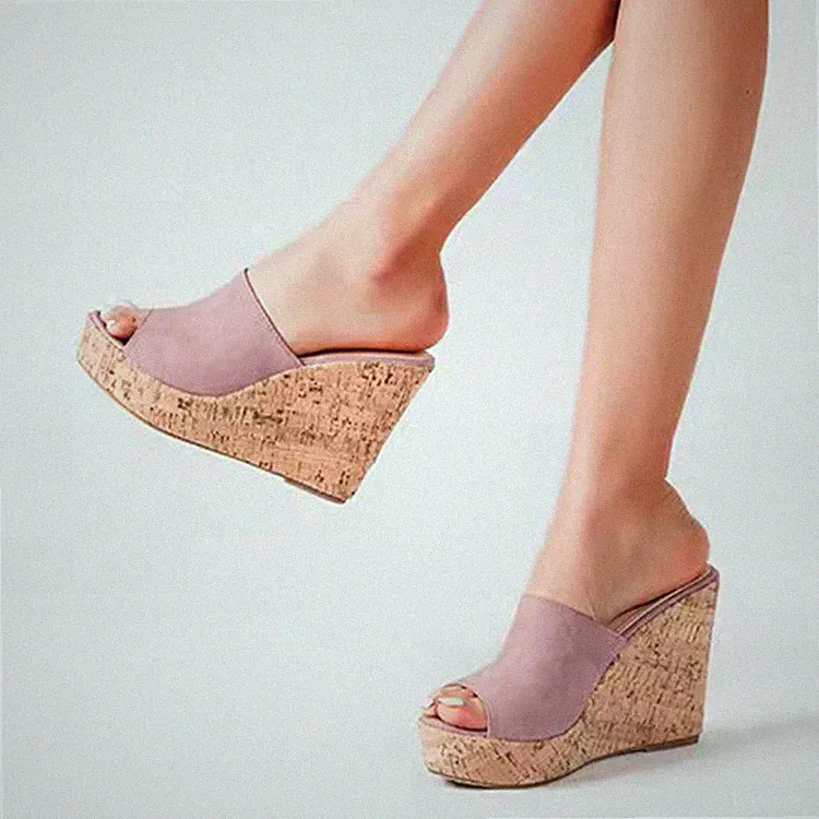 Damen Sommer Slingback Pumps Pantoletten Keilabsatz Plateau Hausschuhe Sandalen