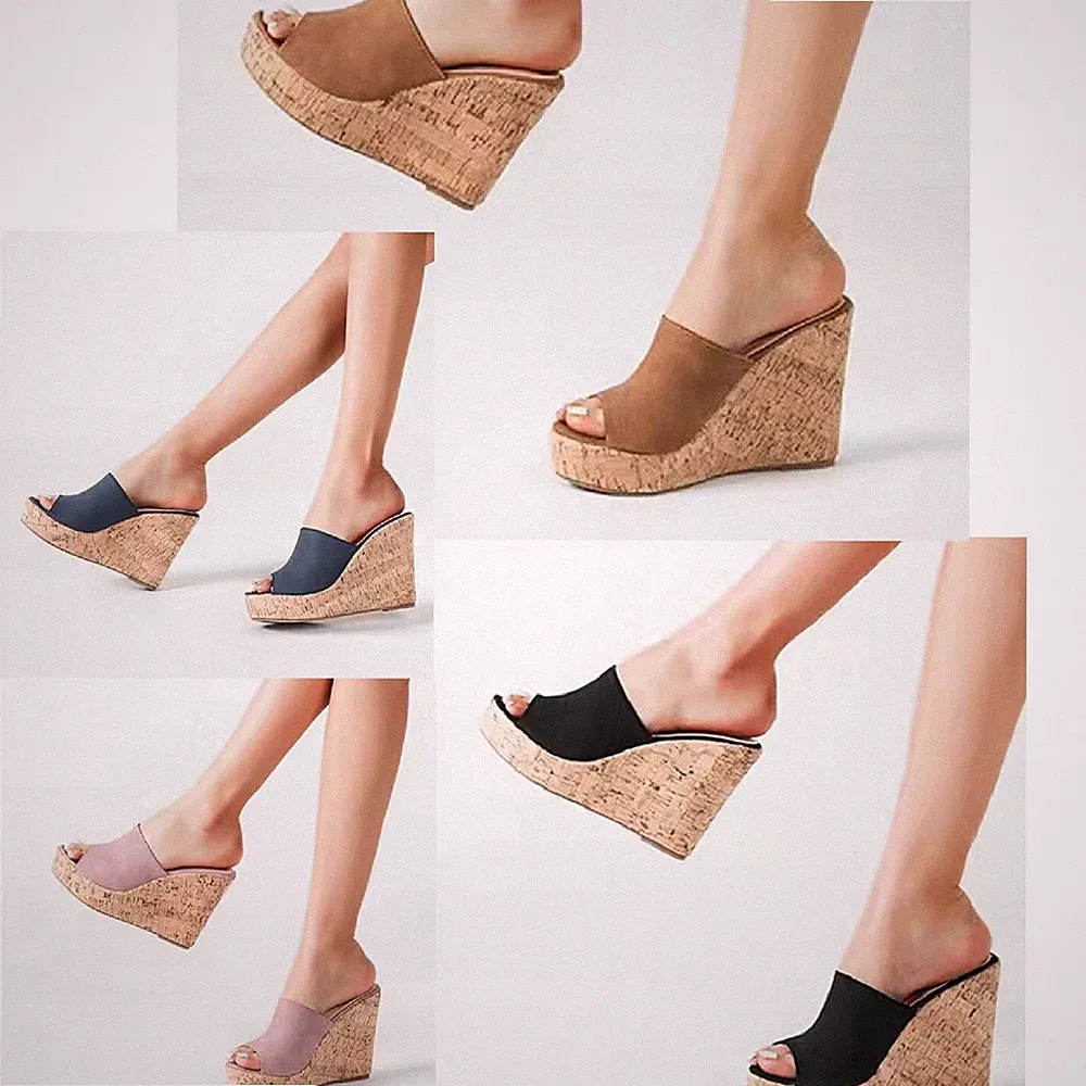 Damen Sommer Slingback Pumps Pantoletten Keilabsatz Plateau Hausschuhe Sandalen