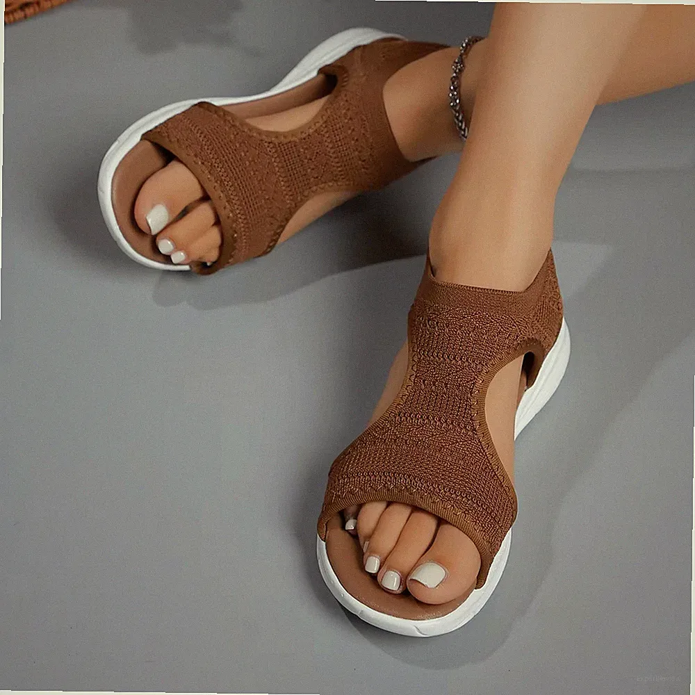 Damen Sommerschuhe Mesh Sandalen Keilabsatz Open Toe Freizeit Schuhe Plattform