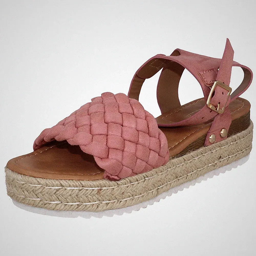 Damen Spot On F1R2021 Plattform-Sandaletten Mit Schnalle Pink/Schwarz