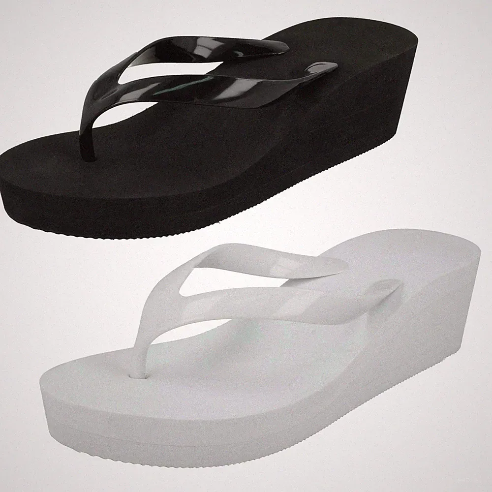 Damen Spot On Keilabsatz Flip Flops 'F1R0844'