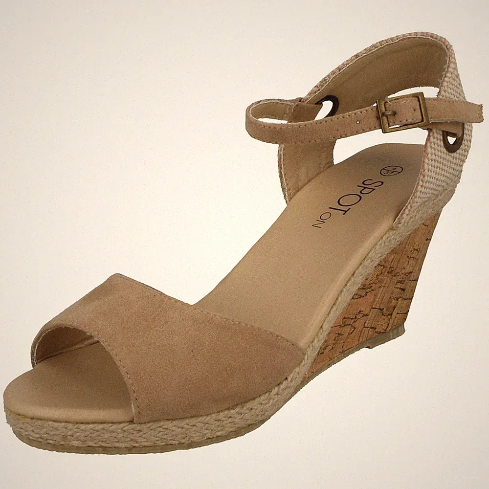 Damen Spot On Sandalen Kork Keilabsatz
