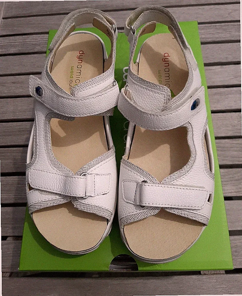 Damen Waldläufer Sandalen weiß - silber Gr. 6,5 Weite H