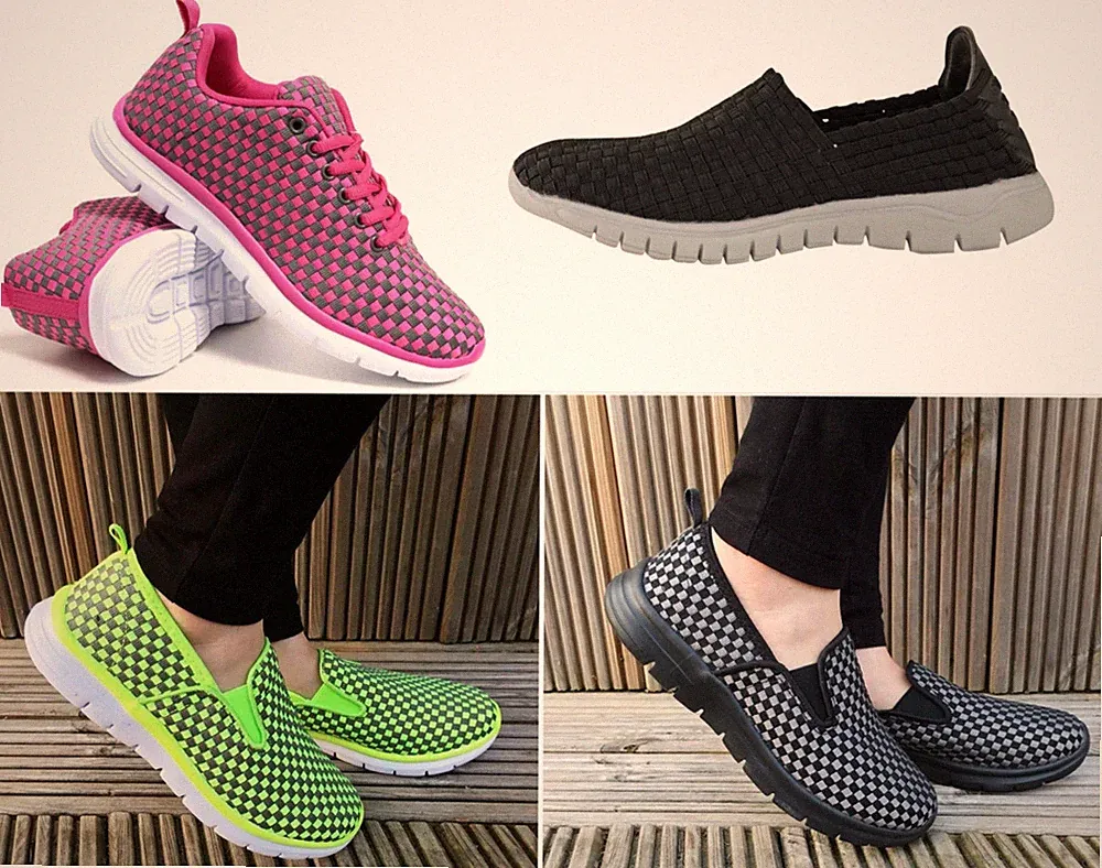 Damen-Wanderschuhe bequem gewebt elastisch Stretch-Obermaterial Turnschuhe Pumps Größe 3-8
