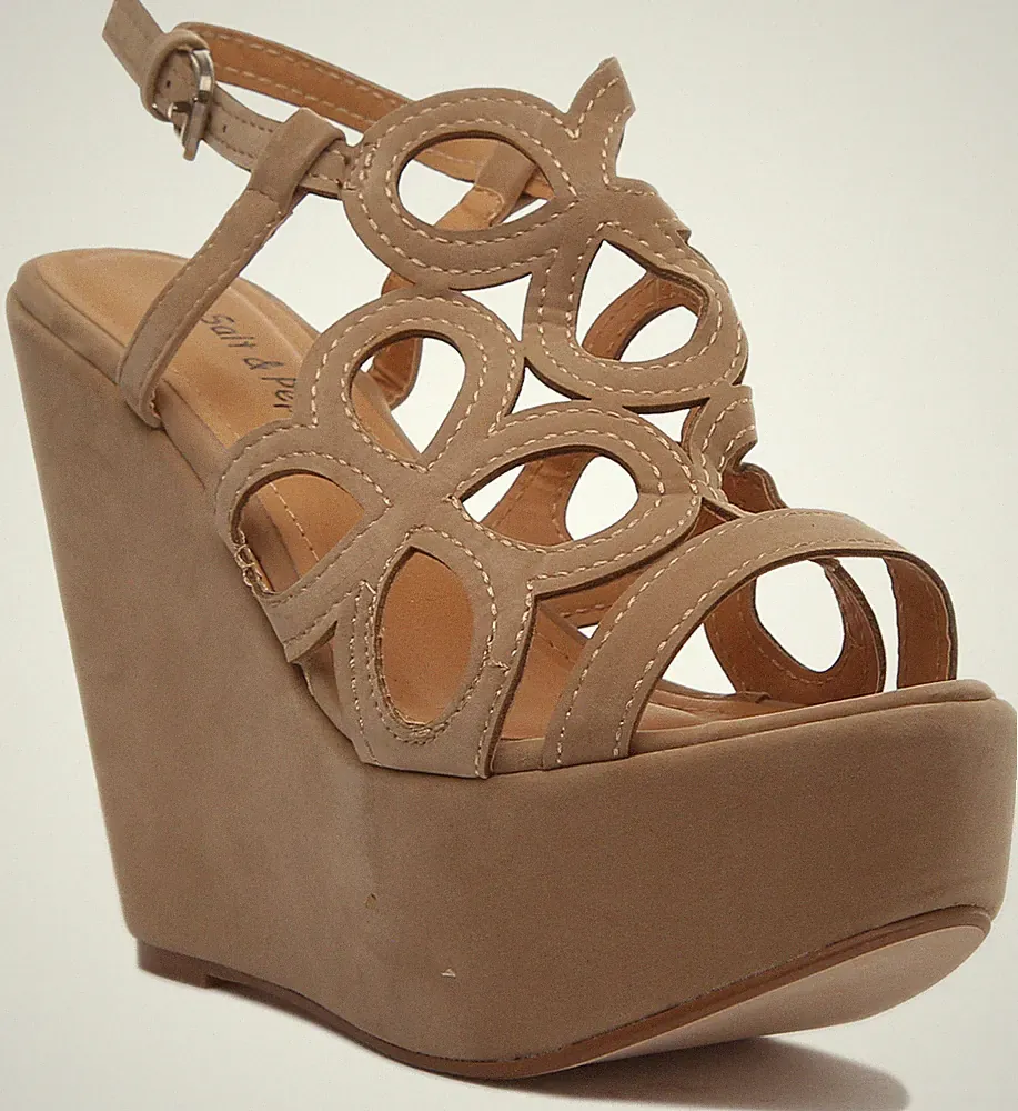 Damen Wedges Mit Hoher Plattform Sandalen In Beige Oder Schwarz Größe EU 36-42