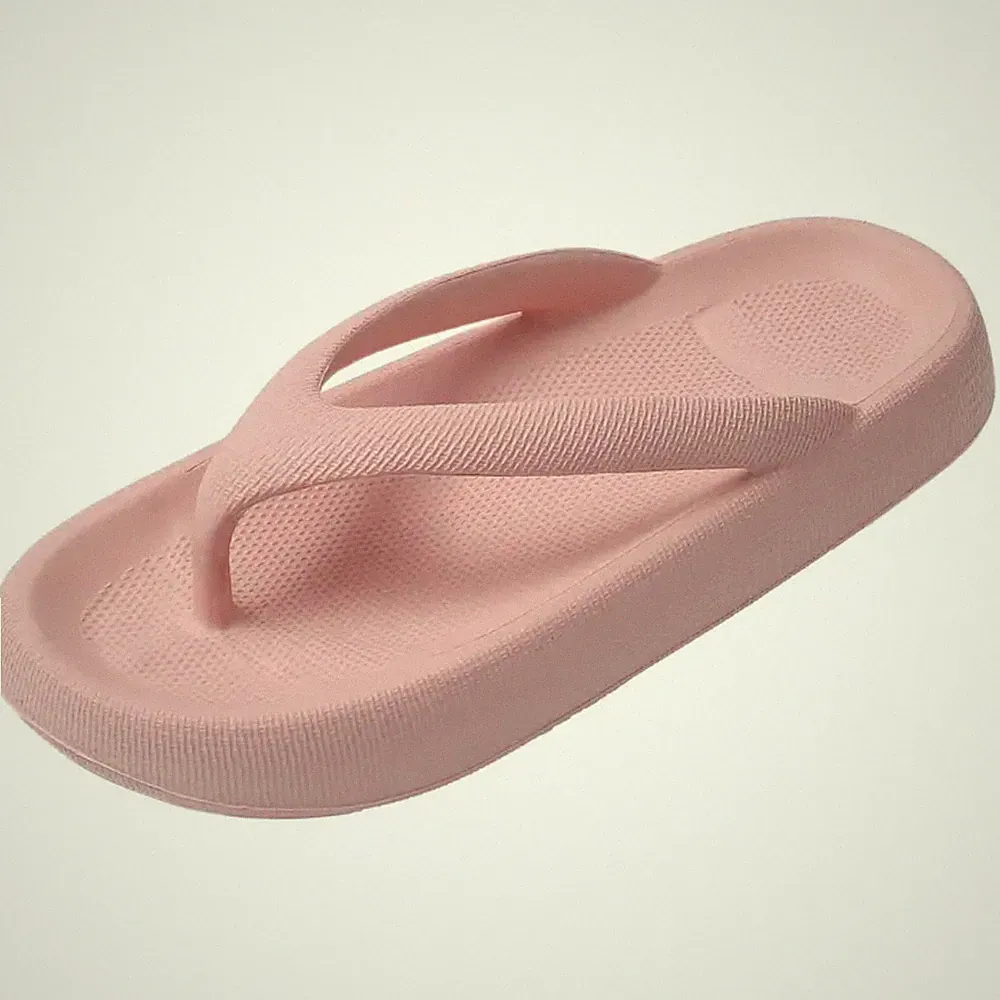 Damen Zehentrenner Hausschuhe Sommer EVA Sohle 4,5 cm hoch rosa Fleisch