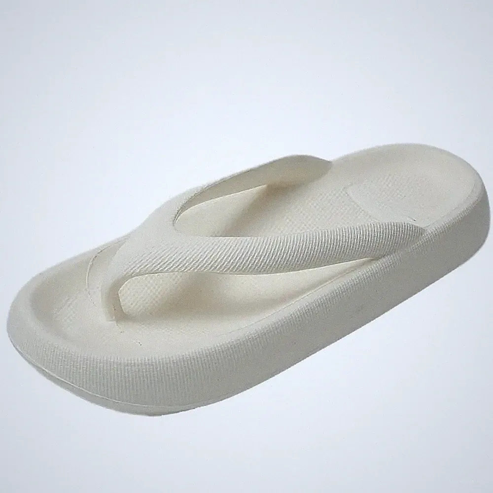 Damen Zehentrenner Sommerpantoffeln EVA hohe Sohle creme