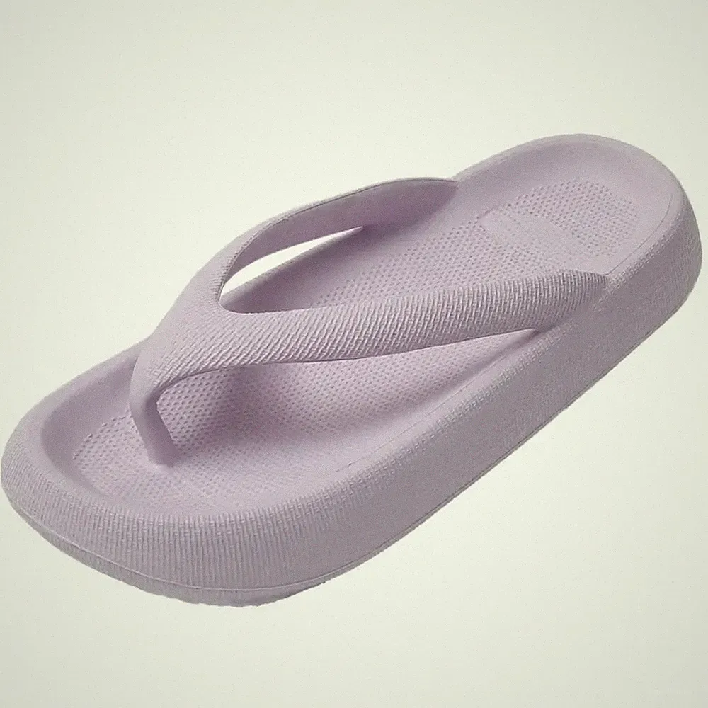 Damen Zehentrenner Sommerschuhe EVA hohe Sohle 4,5 cm lila