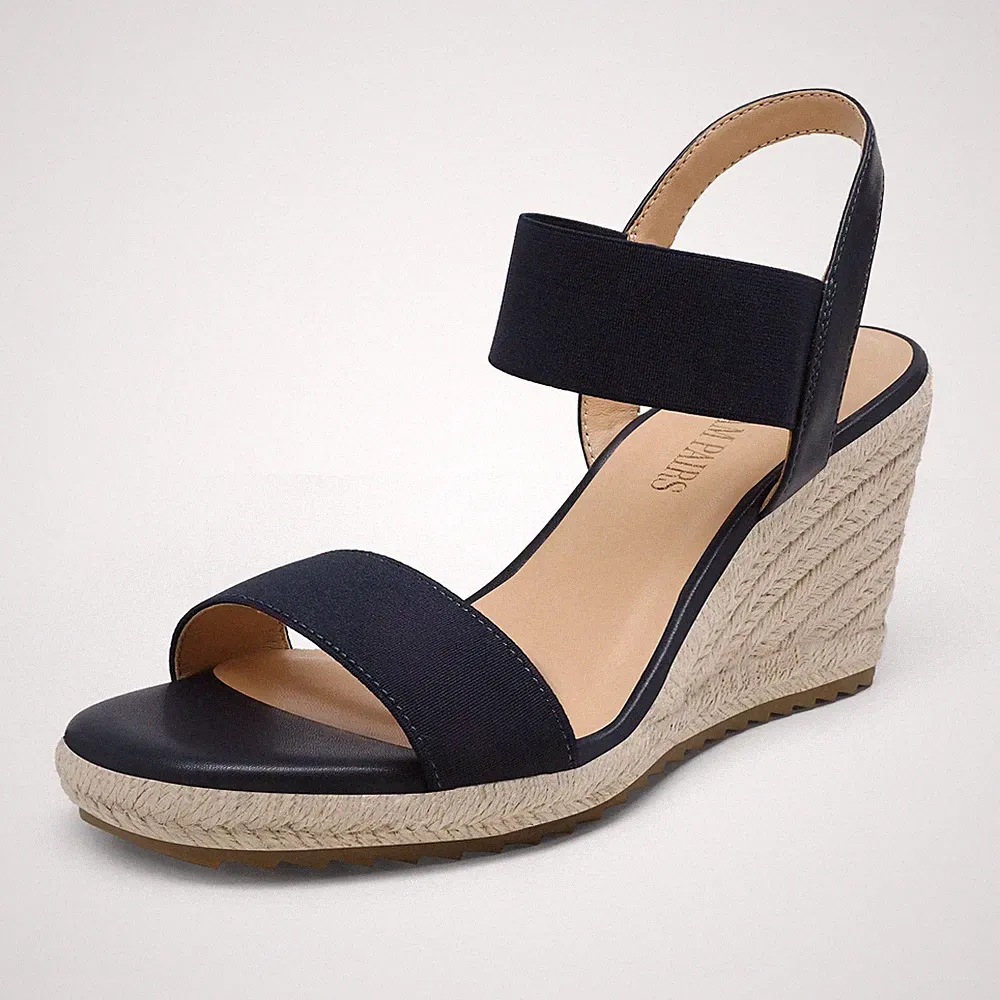 DamenEspadrilles mit offener Zehenpartie, elegante PlateauSandalen zum Hinein...