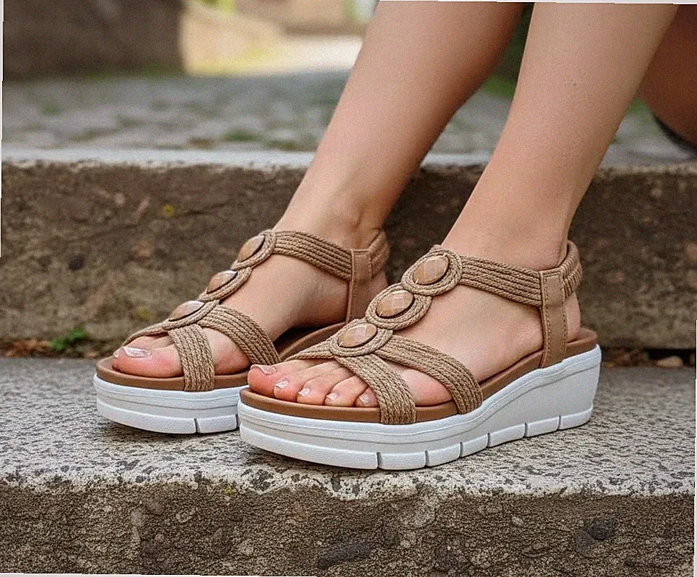 Damensandalen Comfort Cinzia Soft Keilabsatz MCS103 Sommer Bequemer Sandale