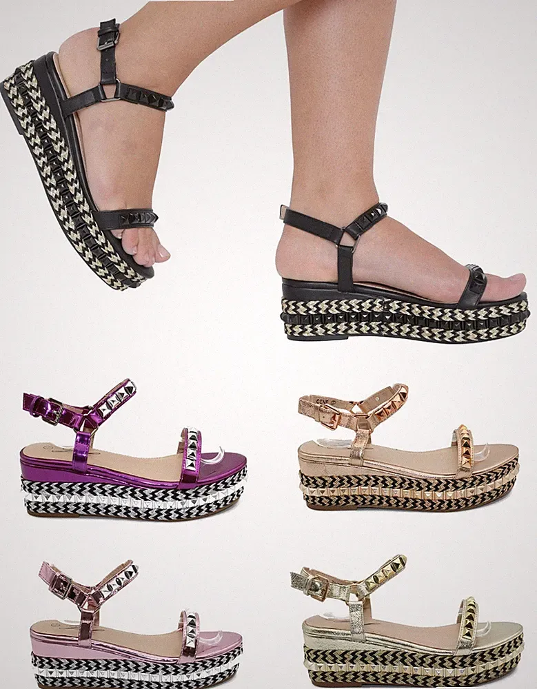Damensandalen Sommer Keilabsatz Damen Plateau Strand Party flache Form Espadrilles UK
