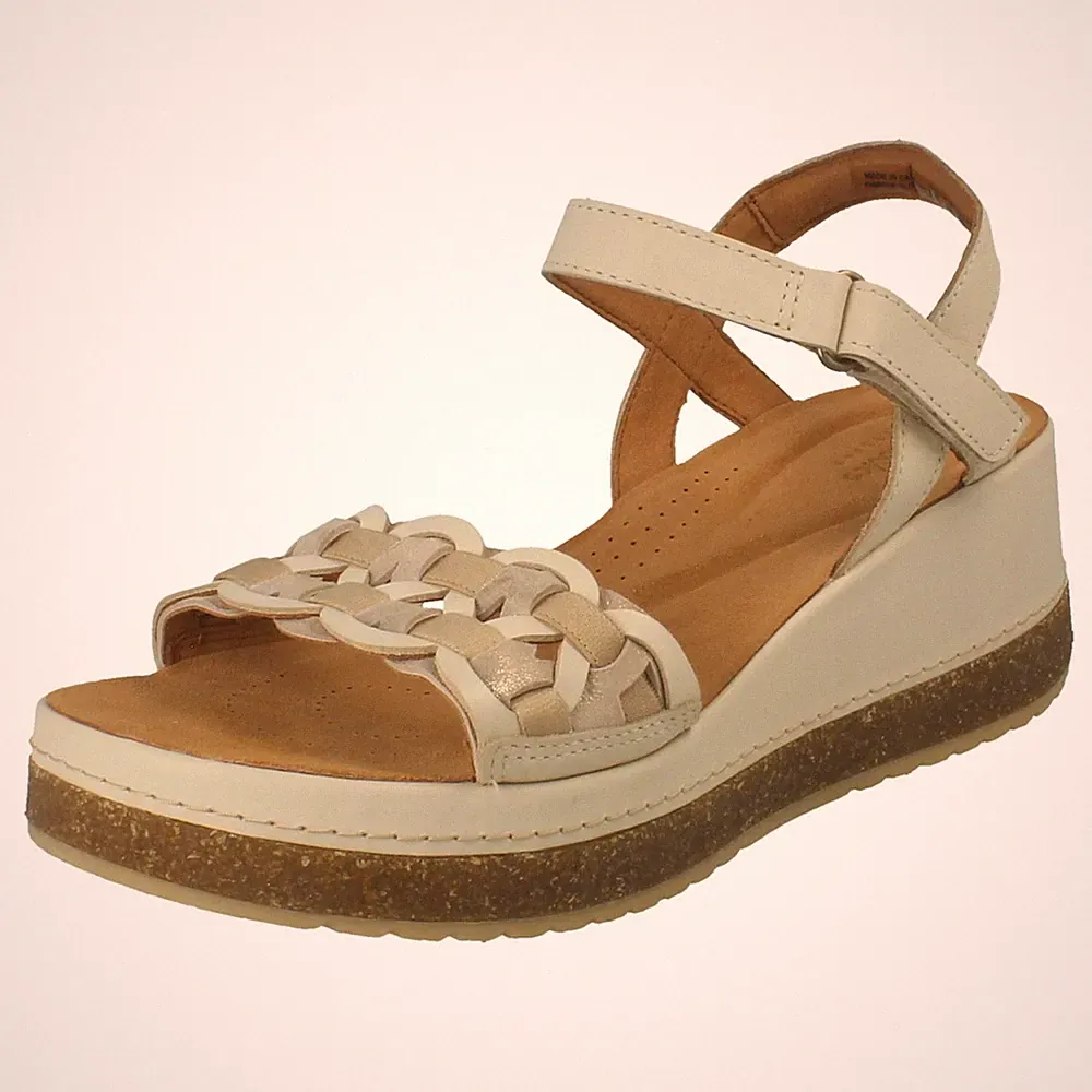 Damenschuhe Clarks Leder Keilabsatz offene Zehenpartie Riemen Sommer Sandalen Kassanda Bar