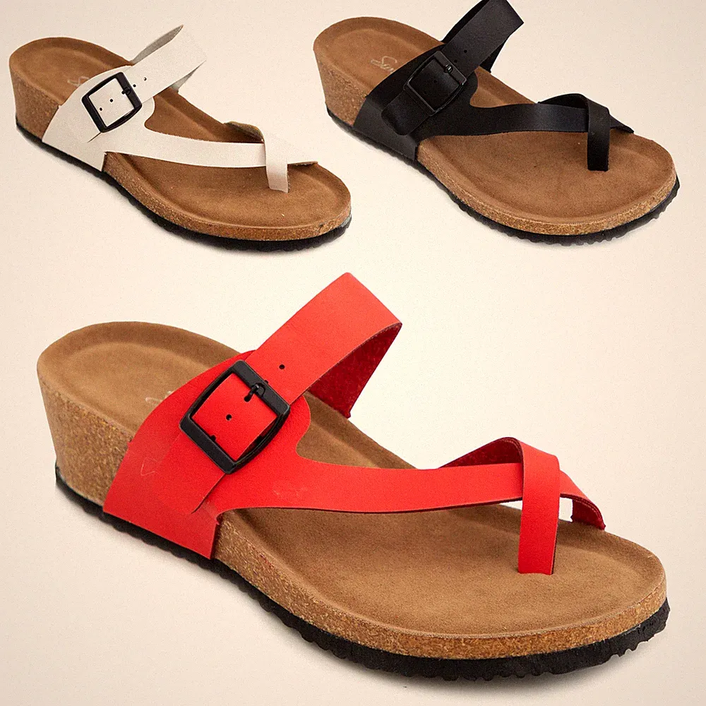 Damenschuhe Flip-Flops Hausschuhe Fußbett Keilabsätze Sandalen Toocool W2160