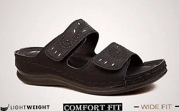 Damenschuhe gepolsterte bequeme Sandalen Touch Close Slipper Pantoletten niedriger Keilabsatz UK