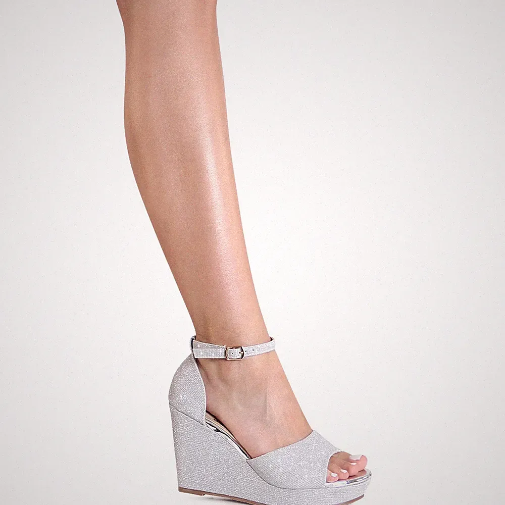 Damenschuhe Glitzer Sandalen Plateau Sandaletten Keilabsatz Pumps