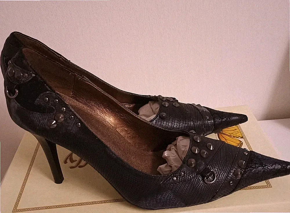Damenschuhe Gr.35 Schwarz Neu Pamps Butterfly Stilettos Party High Heels Hochzei