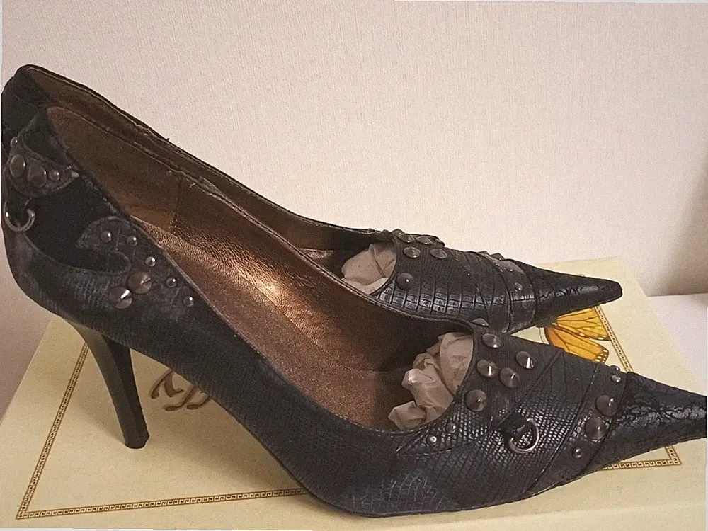 Damenschuhe Gr.38 Schwarz Neu Pamps Butterfly Stilettos Party High Heels Hochzei