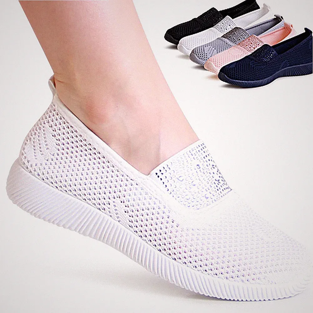 Damenschuhe Halbschuhe Sneaker Glitzer Light Slipper Keilabsatz Turnschuhe Mesh