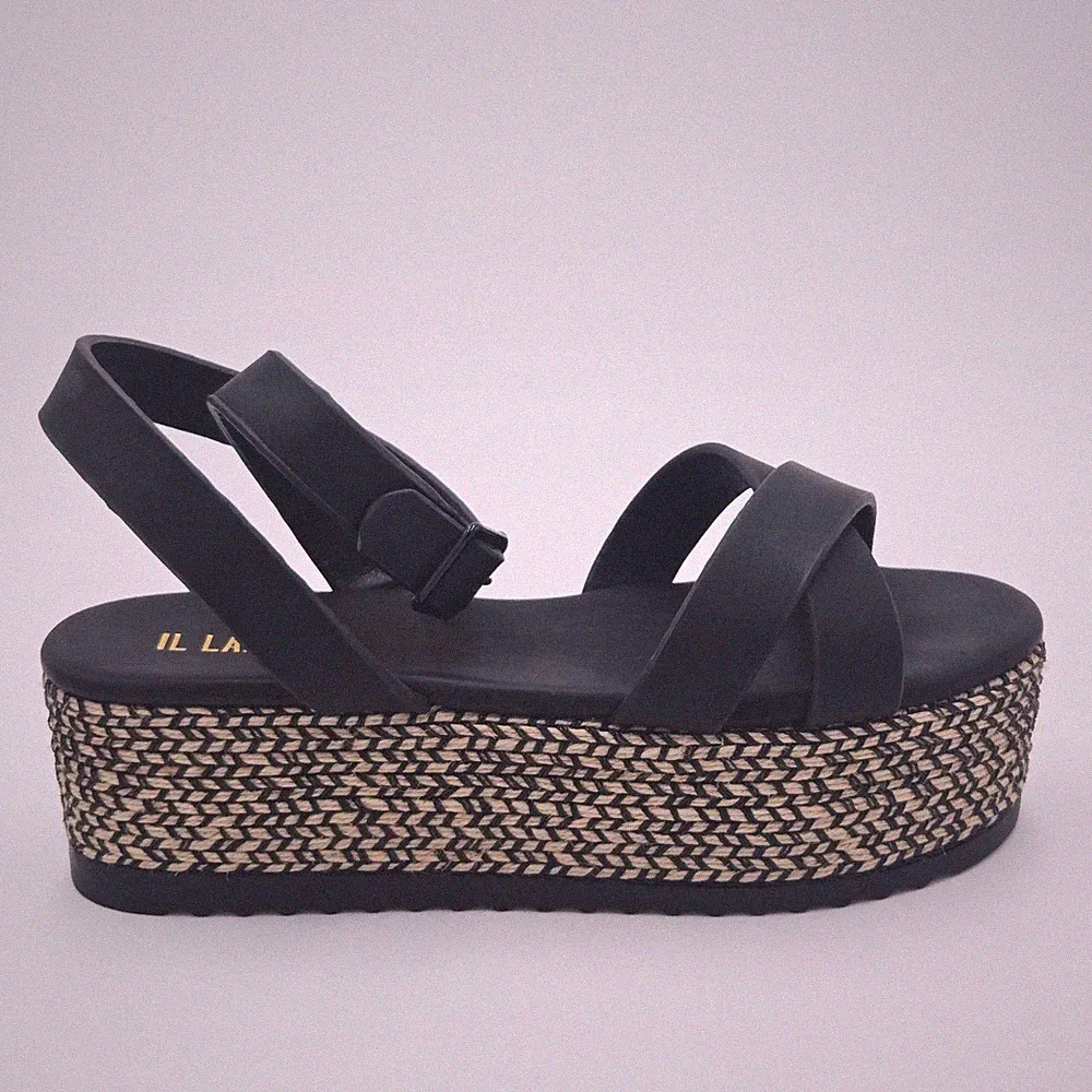 Damenschuhe Il Laccio Gr. 39 Sandalen schwarz Leder Synthetikstoff 27DA-39