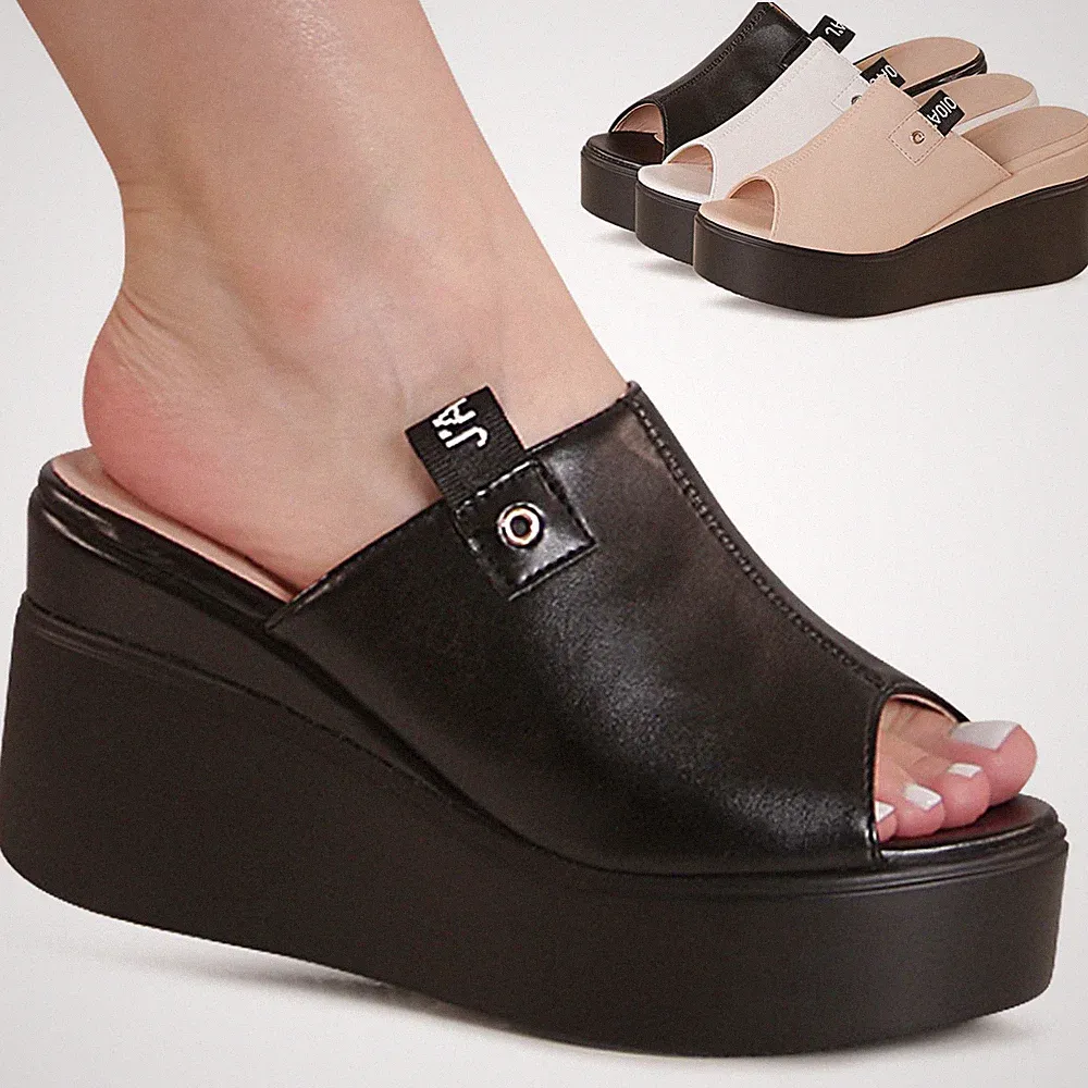 Damenschuhe Keil Sandaletten XXL Plateau Sandalen Keilabsatz Pantoletten Mules