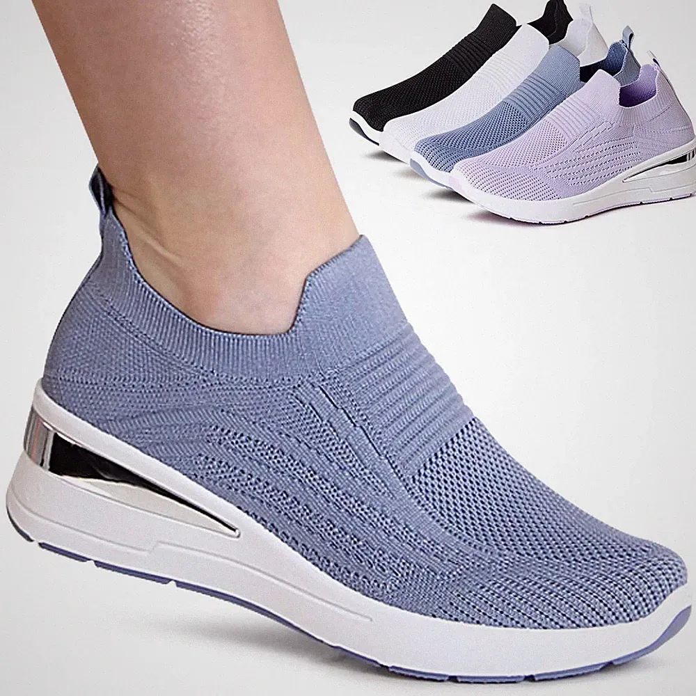 Damenschuhe Keilabsatz Halbschuhe Plateau Slipper Sneaker Keil Slip On Mesh