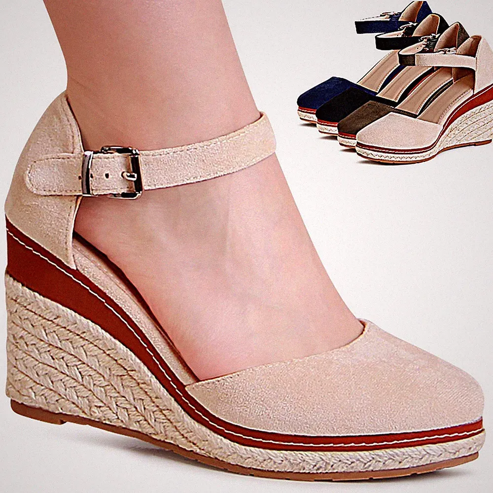 Damenschuhe Keilabsatz Sandalen Riemchen Pumps Keil Sandaletten ♥♥♥