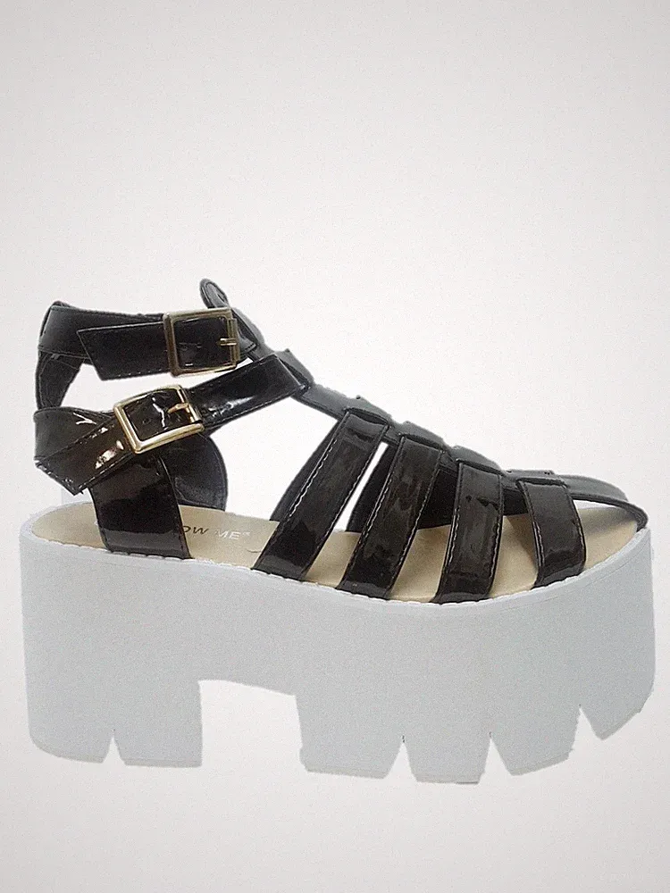 Damenschuhe mit Stollen und klobiger Sohle Gladiator-Keilabsatz Plateau-Sandalen