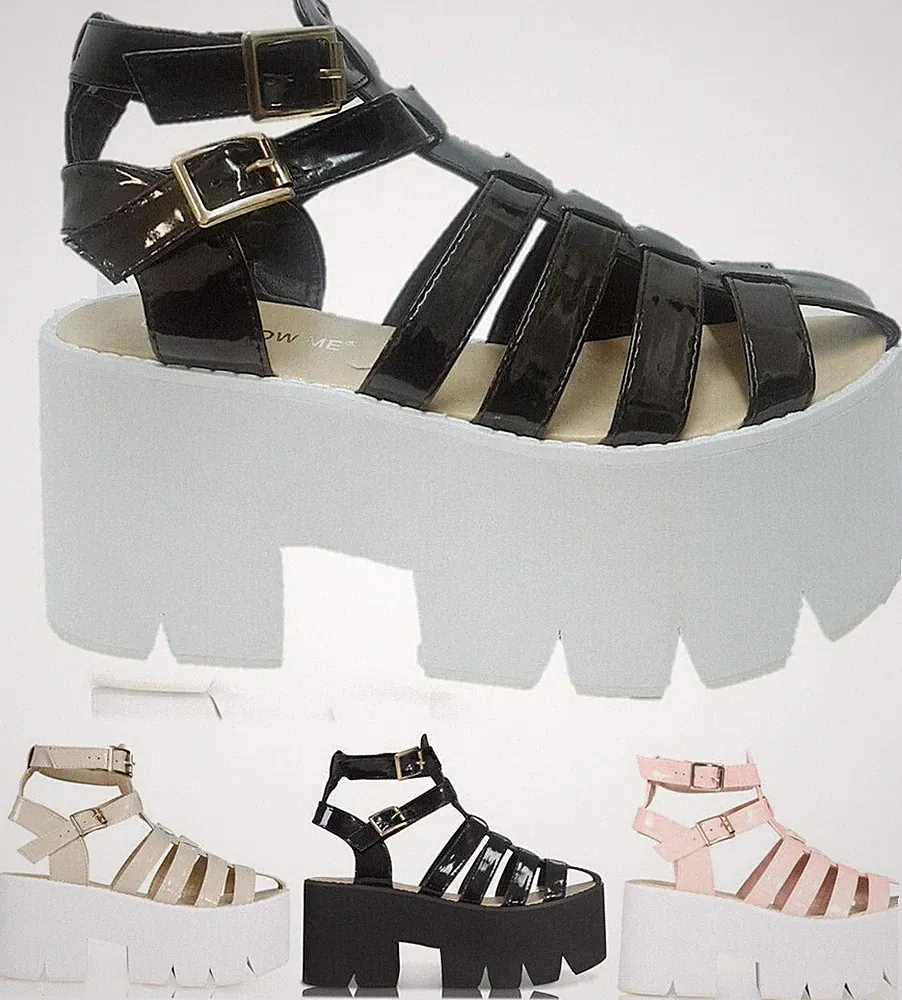 Damenschuhe mit Stollen und klobiger Sohle Gladiator-Keilabsatz Plateau-Sandalen