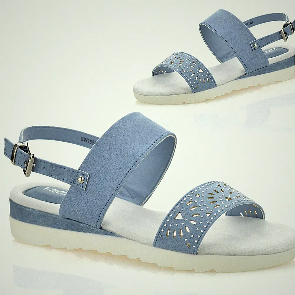 Damenschuhe mittelhoher Keilabsatz Memory Foam Fersenriemen Freizeit Sommer Sandalen Größe