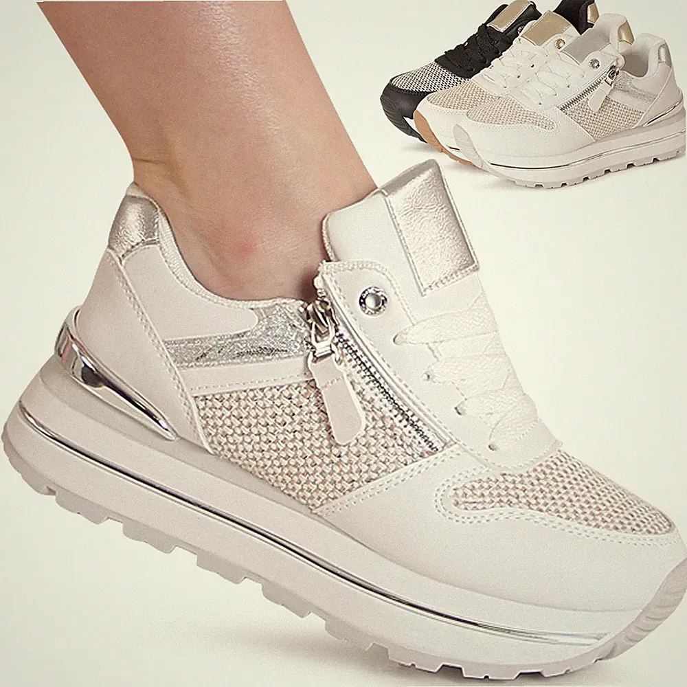 Damenschuhe Plateau Sneaker Keilabsatz Turnschuhe Keil Halbschuhe Mesh
