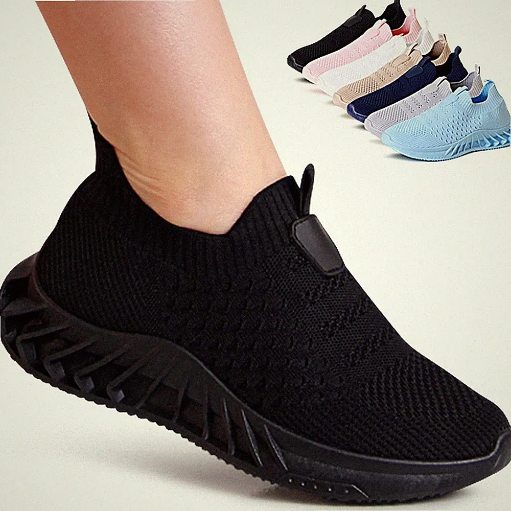 Damenschuhe Plateau Sneaker Light Slipper Keilabsatz Turnschuhe Slip On Mesh ⚡