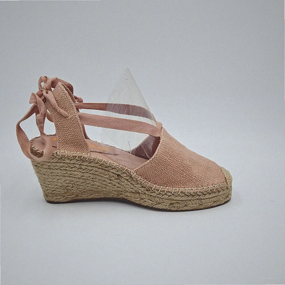 Damenschuhe Rive Du Sol 36 Sandalen Keilabsatz Rosa Stoff 127AB