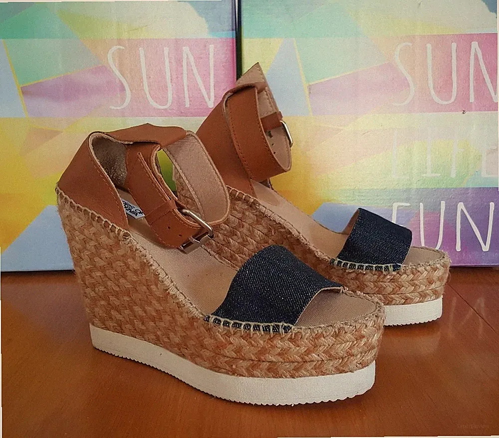Damenschuhe Sandalen Colors of California 38 Jeans Keilabsatz Absatz 12cm Woman Shoes
