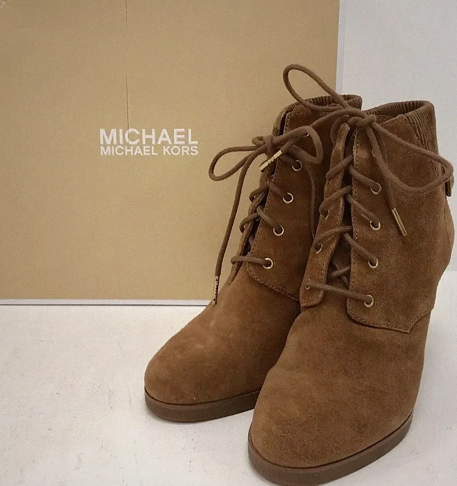 Damenstiefel Michael Kors braun Wildleder Keilabsatz Größe UK 7 EU 40 einmal getragen