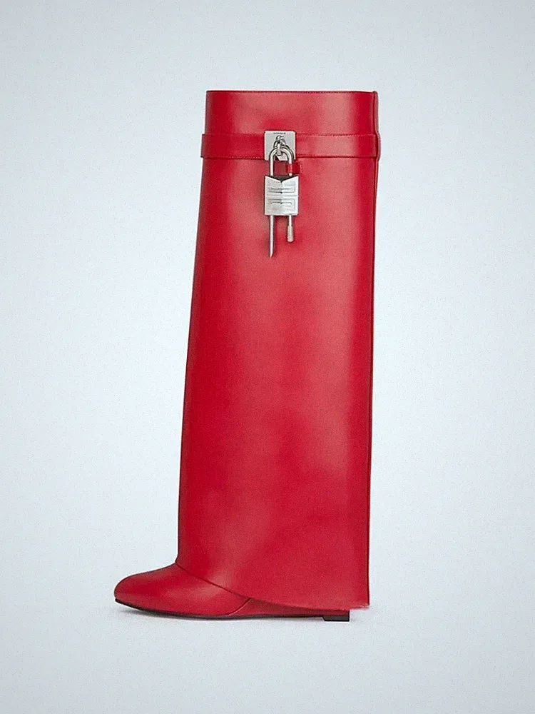 Damenstiefel Mode 9 cm Keilabsatz Bequem Rot Elegant Synthetisches Leder 21505