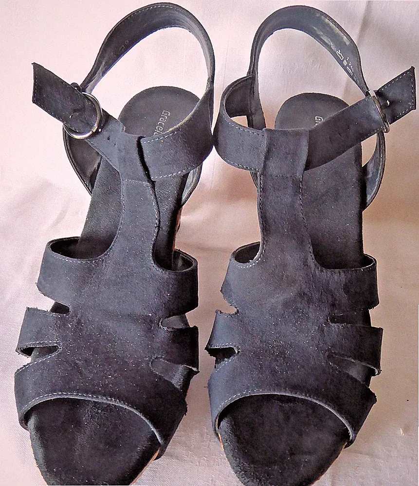 Deichmann-GRACELAND Damen-Sandalen blau, Gr. 44, o. Karton,gebraucht, w. neu rar