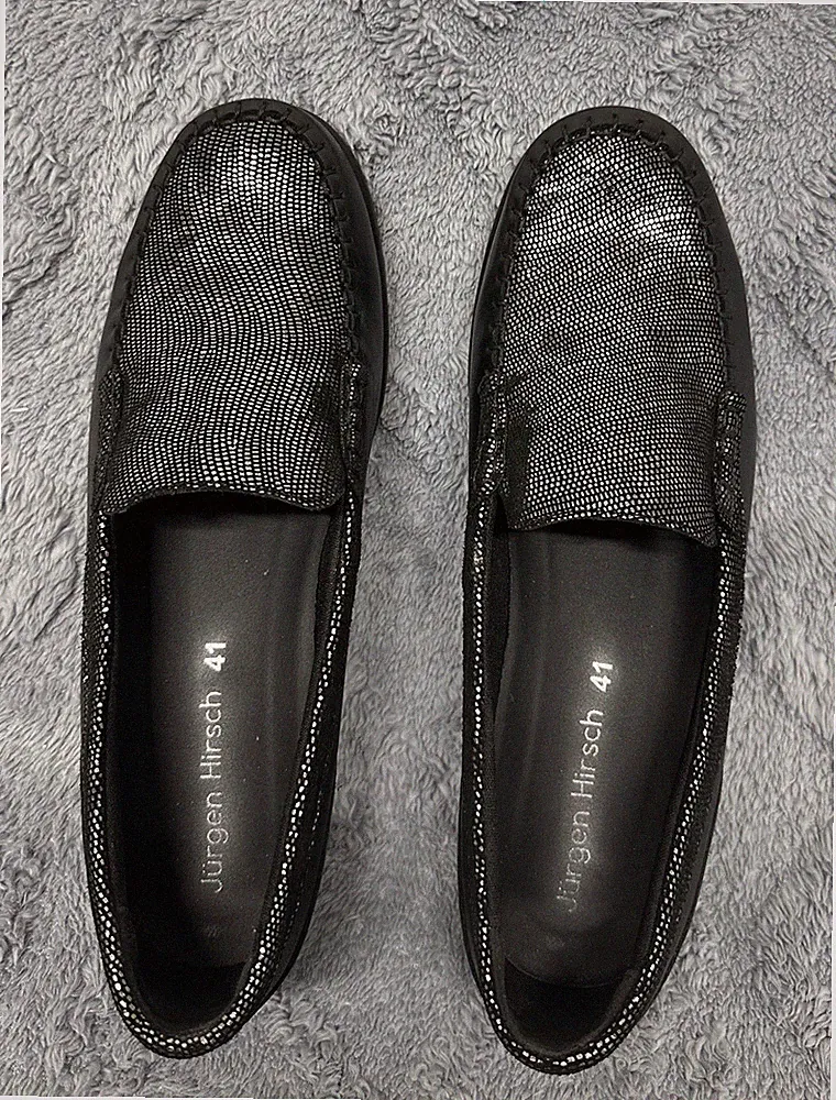 Designer Mokassin *Jürgen Hirsch* Echt Leder/Schwarz/Gr. 41 Weite G / neuwertig
