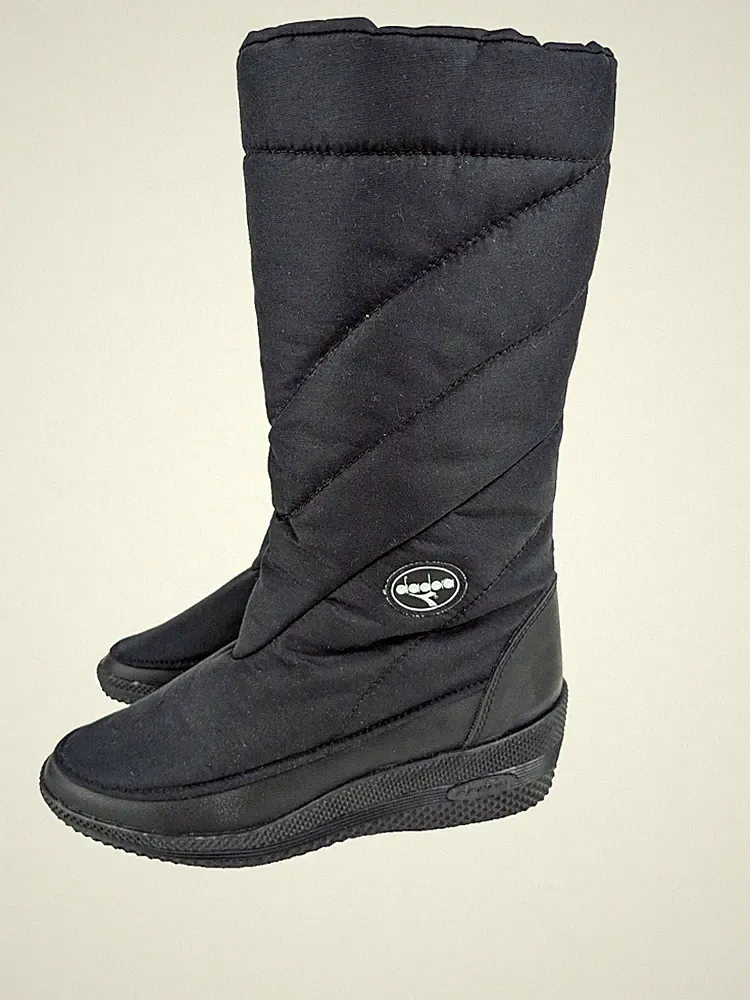 DIADORA Stiefel Damen 37 Schwarz Schneestiefel Boots Wolle Gefüttert Warm