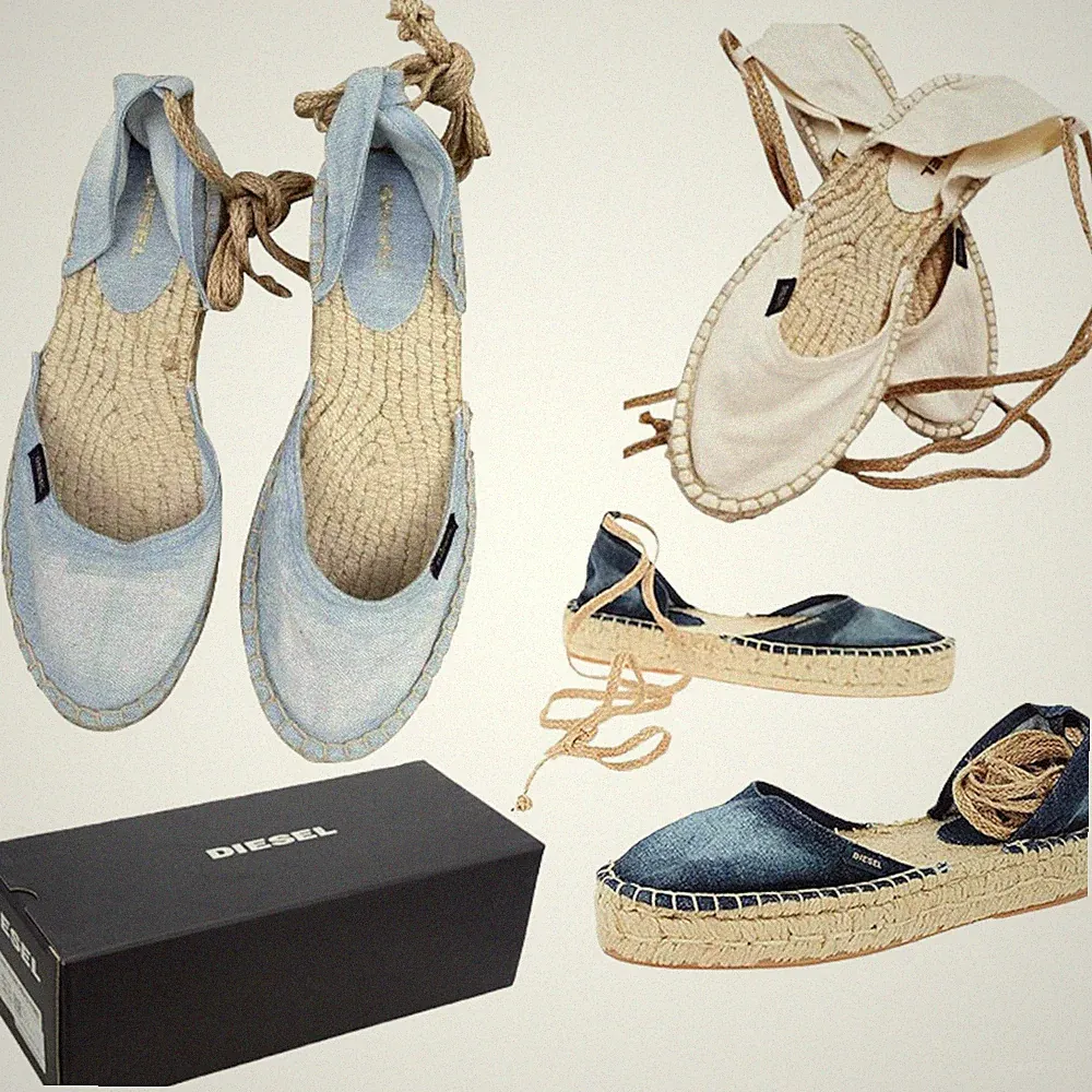 Diesel Espadrillas Rags Damen Sandalen Freizeit Denim Schnürschuhe Sommer Slipper Schuhe