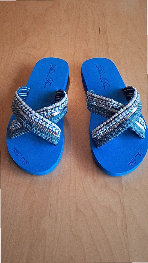 DINE 'N' Dance Sandalen Badelatschen Zehenriemen mit Schmuckelementen 38 Damen