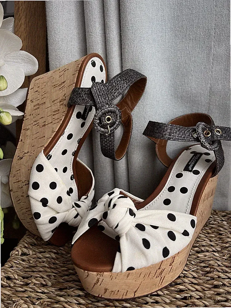 Dolce & Gabbana Caddy Plateau Polka Dot Sandalen Größe UK 3,5 EU 36,5