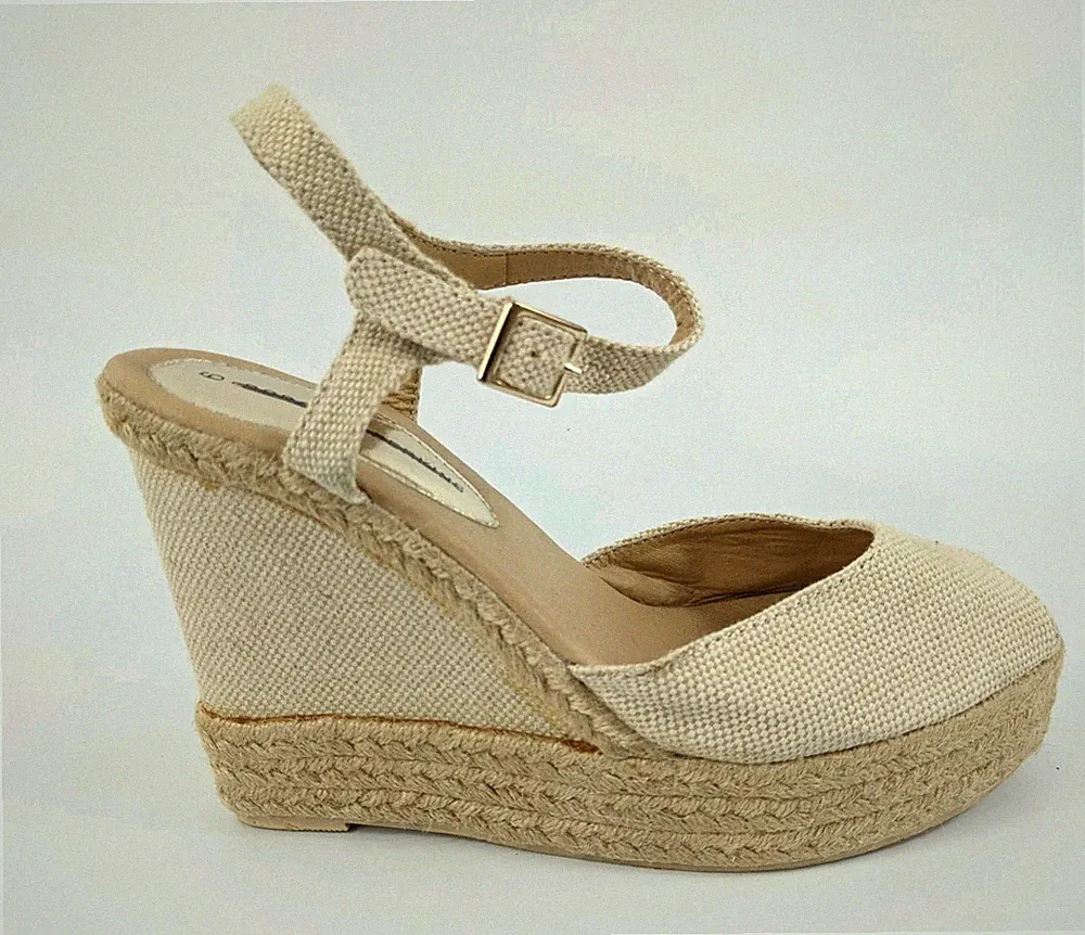 Dorothy Perkins High Wedge Heel Canvas Sandalen UK 6 EU 39 einmal getragen