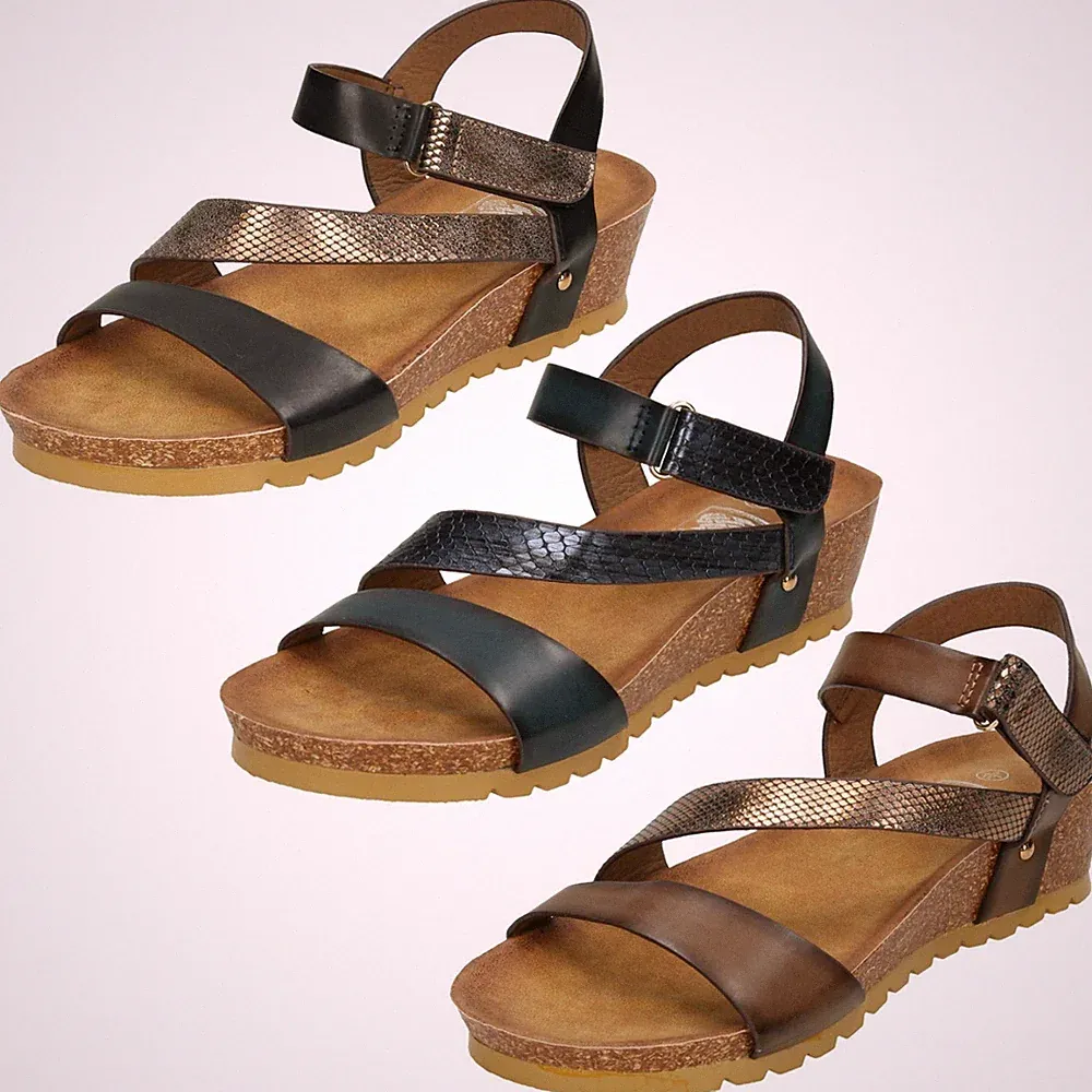 Down To Earth Damen Mid Wedge Offene Zehenriemen - Sandalen