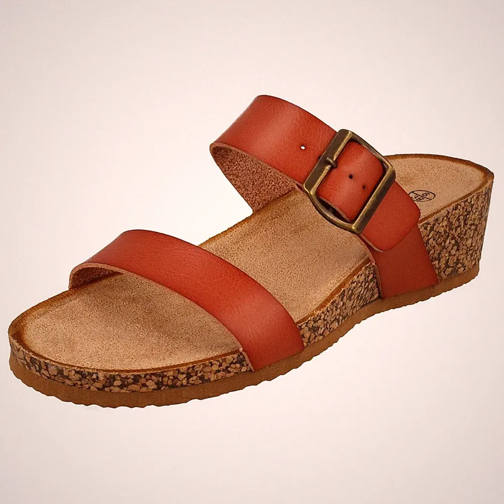 Down To Earth mittelhoher Keilabsatz Pantoletten Slipper Sandalen - F1R2087