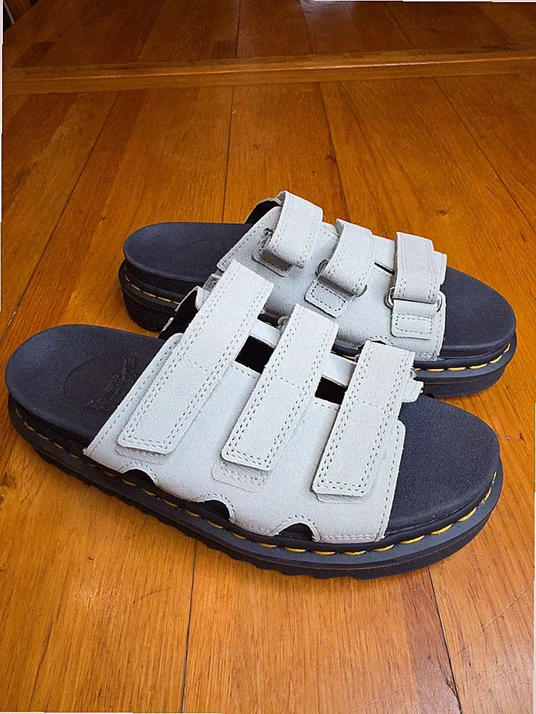 Dr. Doc Martens Raine Slide Mintgrün Leder Open Toe Plateau Sandalen Gr. 5