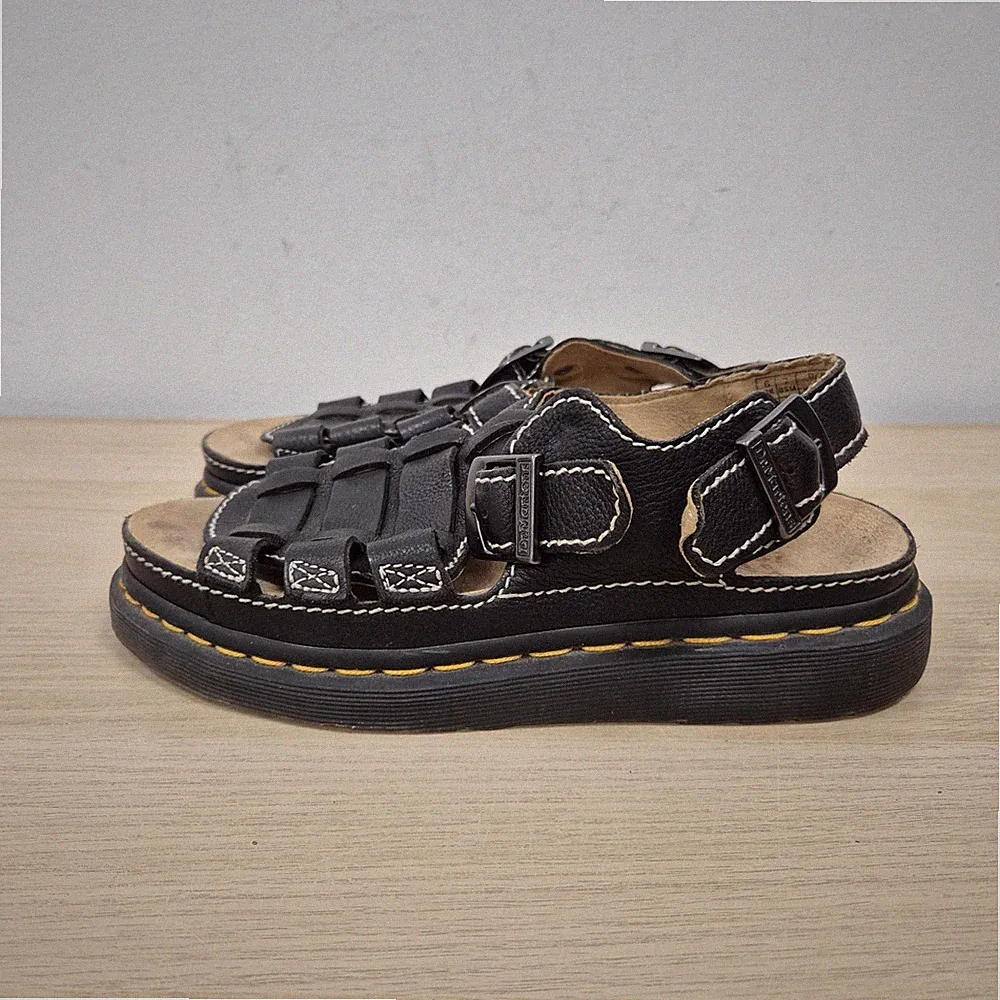 Dr Martens 8092 Arc Black Leather Chunky Platform Buckle Sandals Size Uk 6 Eu 39