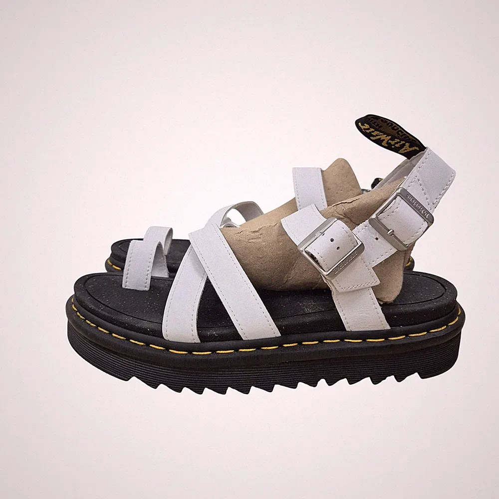 Dr. Martens Avry Damen-Sandalen UK 8 weiß Leder Schnalle Riemchen Plateau