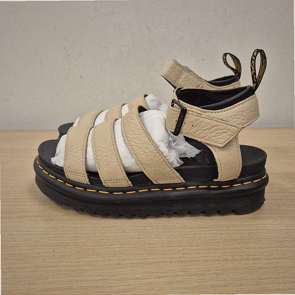 Dr Martens Blaire Beige Leather Chunky Lightweight Plateau Sandals Uk 6 Eu 39