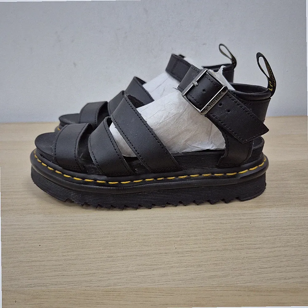 Dr Martens Blaire Black Leather Chunky Lightweight Platform Sandals Uk 4 Eu 37